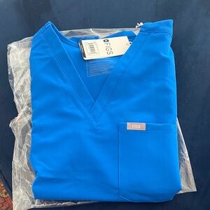 Figs Vivid Blue V-Neck Scrub Top